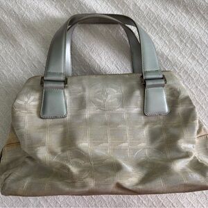 CHANEL
Silver Nylon CC Logo Travel Line Tote Bag